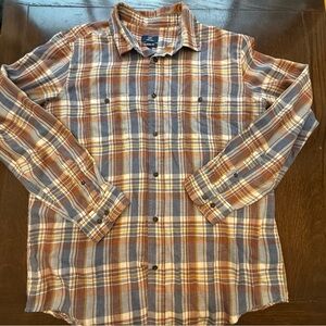George Men's Casual Plaid Shirt in Blue and Brown size large